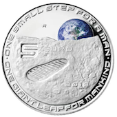 foto Italia 2019 - 5 euro Argento 50° anniversario sbarco dell'uomo sulla Luna FS