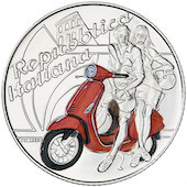 foto Italia 2019 - 5 euro Argento Vespa Rossa FDC