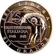 foto Italia 2018 - 5 euro Argento 70° anniversario costituzione italiana FS