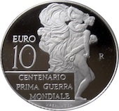 foto Italia 2015 - 10 euro Argento centenario prima guerra mondiale FS