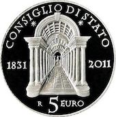 foto Italia 2011 - 5 euro Argento 180° anniversario consiglio di stato FS