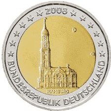 foto 2008 Germania - 2 Euro Cattedrale di Amburgo (zecca J)