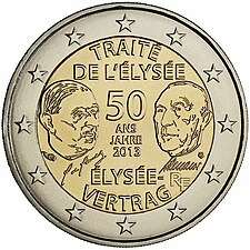 foto 2013 Francia - 2 Euro 50° Anniversario Trattato dell'Eliseo (emissione congiunta con Germania)