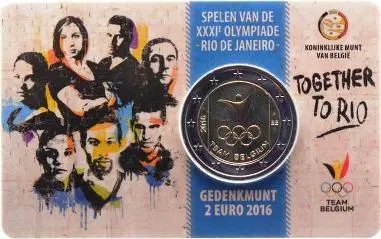 foto 2016 Belgio - 2 Euro Olimpiadi Rio 2016 coincard (lato olandese)