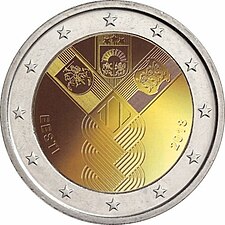 foto 2018 Estonia - 2 Euro 100º anniversario della fondazione degli stati baltici indipendenti