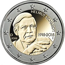 foto 2018 Germania - 2 Euro 100º anniversario della nascita di Helmut Schmidt (zecca F)