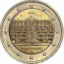 foto 2020 Germania - 2 Euro Palazzo di Sanssouci a Potsdam (Brandeburgo) (zecca F)