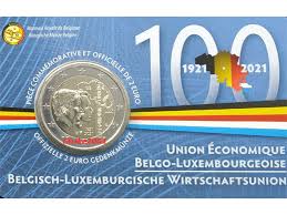 foto 2021 Belgio - 2 Euro 100º anniversario dell'Unione Economica belgo-lussemburghese coincard (lato francese)