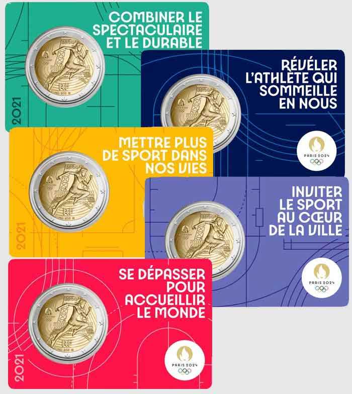 foto 2021 Francia - 2 Euro Olimpiadi Parigi 2024 coincard (colore casuale)