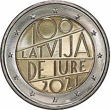 foto 2021 Lettonia - 2 Euro 100º anniversario del riconoscimento ‘de iure’ della Repubblica di Lettonia