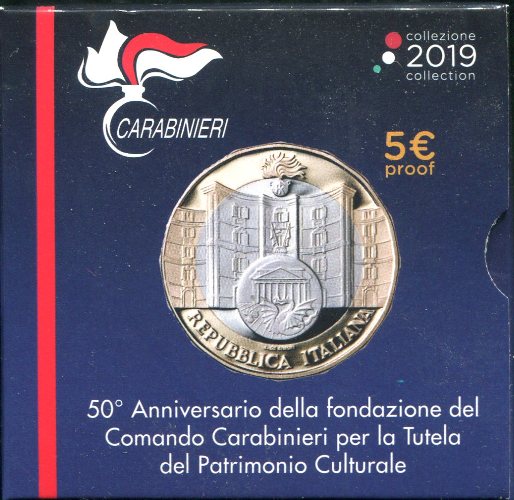 foto Italia 2019 - 5 euro 50° anniversario fondazione Carabinieri FS