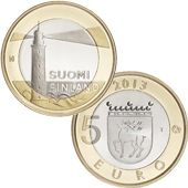 foto Finlandia 2013 - 5 euro Edifici Provinciali: Aland faro di Sälskär