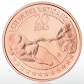 foto Vaticano 2023 - 20 euro rame  Arte e Fede  la Creazione dell'uomo
