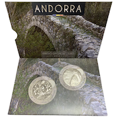 foto Andorra 2021 - Coppia di 2 monete da 1,25 euro (Narciso bianco e ponte Margineda)