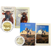 foto 2025 Malta - 2 euro Bue maltese + Città fortificata di Mdina in blister